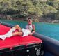 Süreyya Yalçın, Bodrum'da yangının olduğu bölgede poz verdi