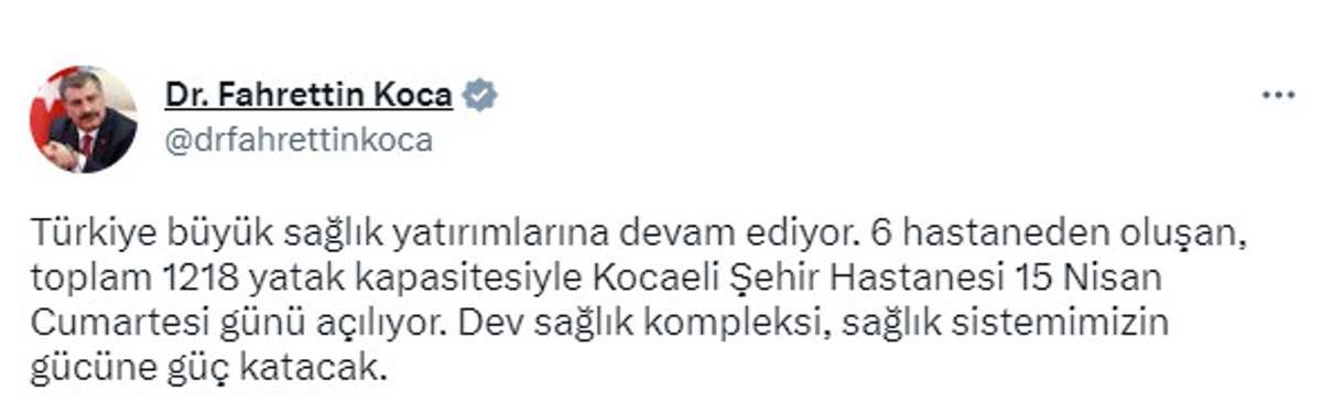 Fahrettin Koca Duyurdu Kocaeli Ehir Hastanesi Nisan Da A L Yor