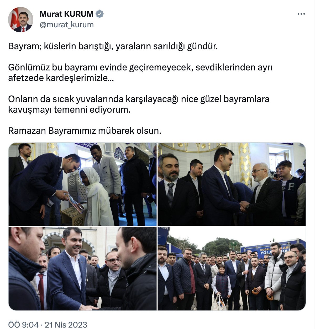 Murat Kurum Payla T K K Ocukla Y Rekleri S Tan Bayramla Ma