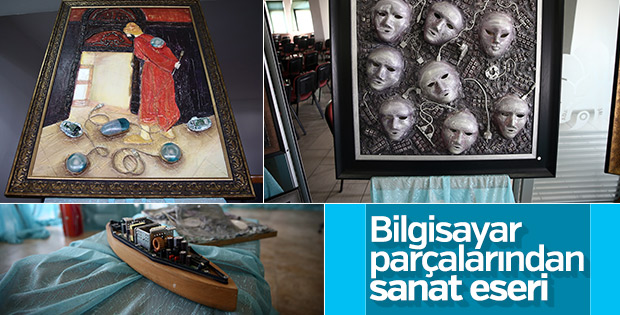 Eski bilgisayar parçaları sanat eseri tablolara dönüştü