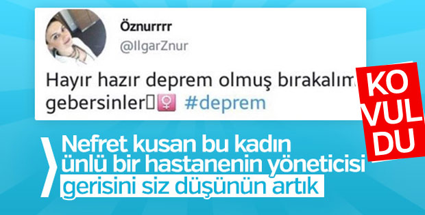 Irkçı deprem tweet'i atan müdür kovuldu