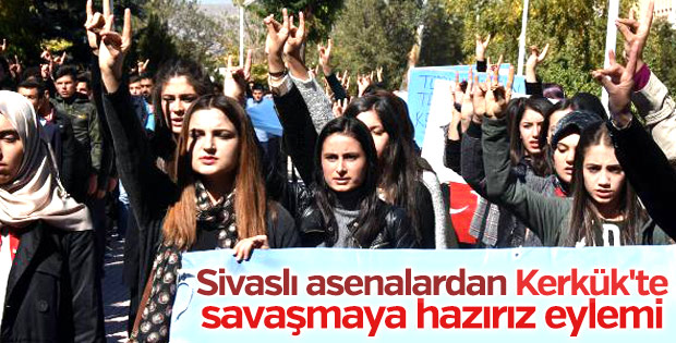 Sivas'ta Ülkücü öğrencilerden Kerkük protestosu