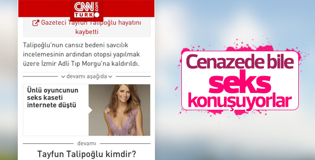 CNN Türk'ün seks haberiyle verdiği, Talipoğlu haberi
