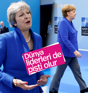 NATO zirvesinde Merkel ile May pişti oldu