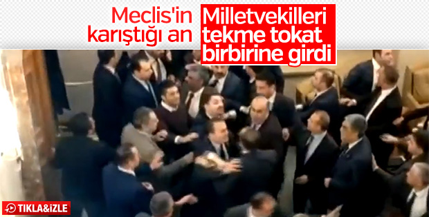 Meclis'te kavga anlarına ait görüntüler