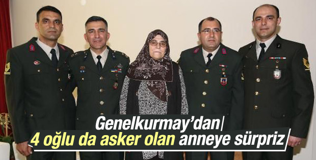 Genelkurmay'dan 4 çocuğu da asker olan anneye sürpriz