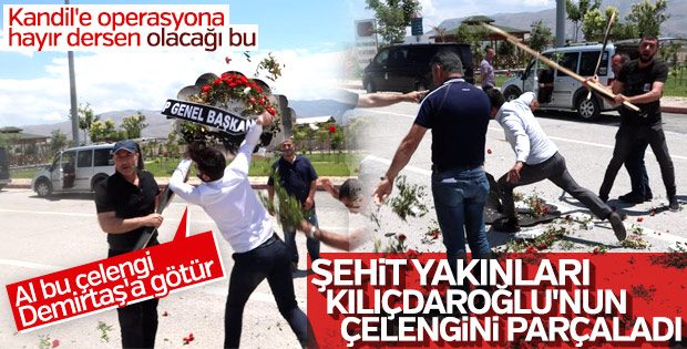 Şehit cenazesinde Kılıçdaroğlu'nun çelengi parçalandı