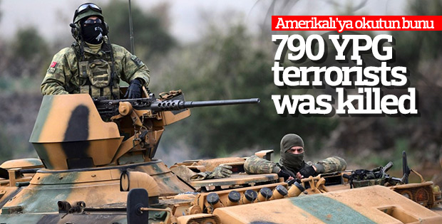 Zeytin Dalı Harekatı kapsamında 790 terörist öldürüldü