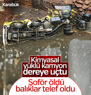Karabük'te kimyasal madde yüklü tanker köprüden düştü