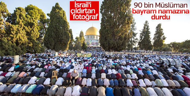 90 bin Müslüman bayram namazını Mescid-i Aksa'da kıldı