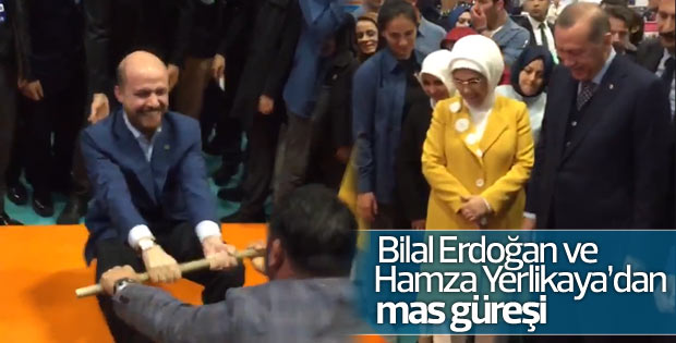 Bilal Erdoğan ve Hamza Yerlikaya mas güreşi yaptı