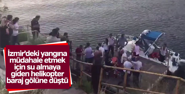 İzmir'de yangına müdahale eden helikopter düştü