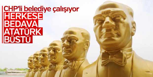 CHP'li Mezitli Belediyesi bedava Atatürk büstü dağıtıyor