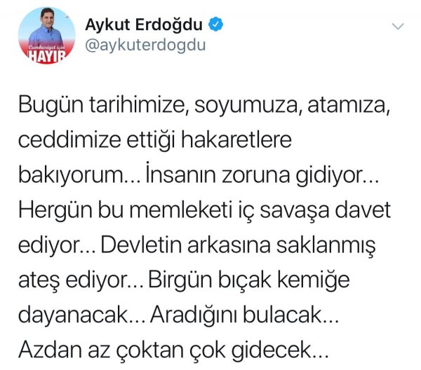 CHP'li Aykut Erdoğdu iç savaş çağrısı yapıyor