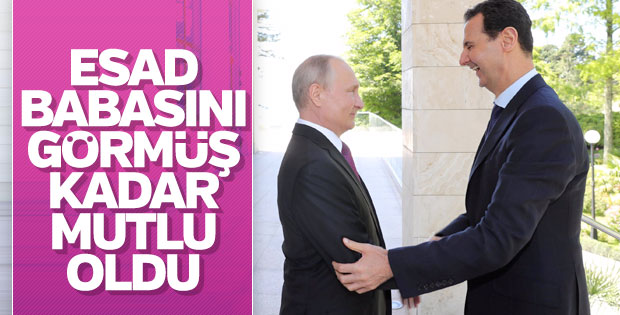 Putin'i gören Esad'ın mutluluğu yüzüne vurdu