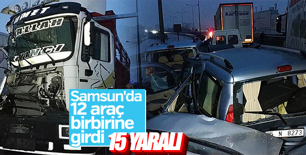 Samsun'da 12 araç birbirine girdi
