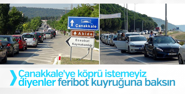 Çanakkale'de 5 kilometrelik feribot kuyruğu