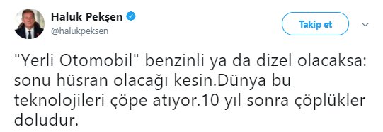 CHP'li Haluk Pekşen'i rezil eden yerli otomobil tweet'i