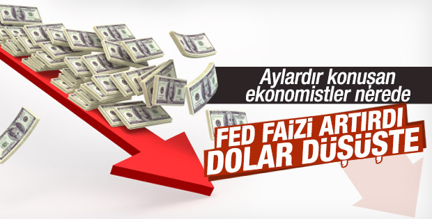 Fed faiz arttırdı dolar düştü