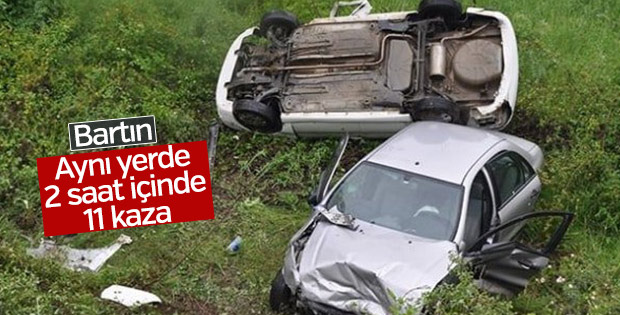 Bartın'da aynı yerde 11 trafik kazası