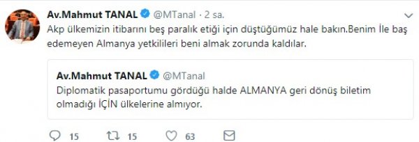 Mahmut Tanal Almanya'ya zorla girdi