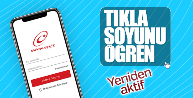 E-Devlet soyağacı sorgulama yeniden açıldı