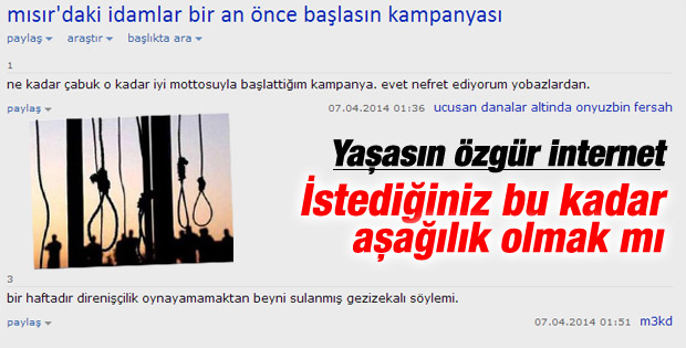 Ekşi Sözlük'te Mısır'daki idamlar uygulansın kampanyası