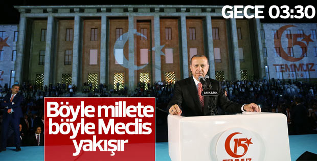 Cumhurbaşkanı Erdoğan Meclis önünde konuştu