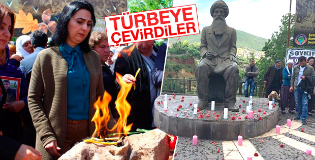 Figen Yüksekdağ Seyit Rıza heykelinin önünde mum yaktı