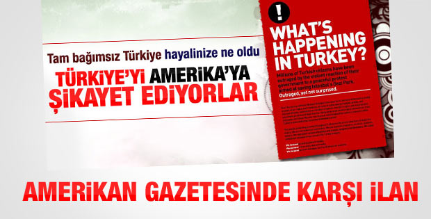 Gezi Parkı eylemcilerine karşı New York Times ilanı