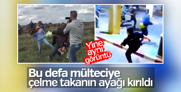 Mülteciye çelme takan polisin ayağı kırıldı