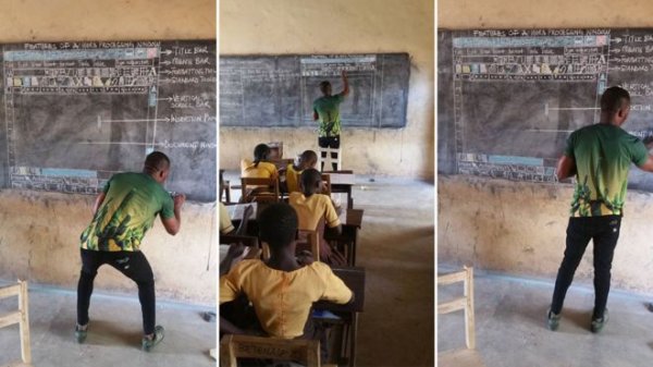 Kara tahtada bilgisayar dersi veren Ganalı öğretmene destek