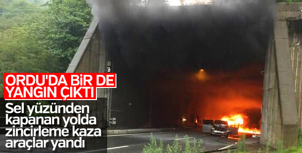 Ordu'da selin ardından zincirleme trafik kazası