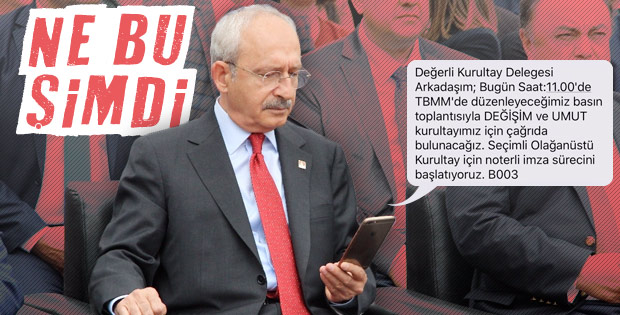 CHP'de delegelere gönderilen kurultay SMS'i