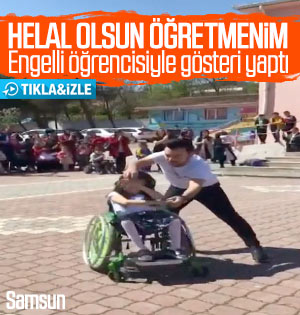Samsun’da öğretmenin engelli öğrenciyle dansı