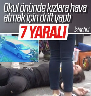 Büyükçekmece’de drift yaparken 7 öğrenciyi yaraladı