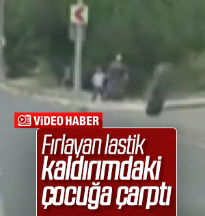 Yokuş aşağı yuvarlanan tekerlekten kaçamayan çocuk
