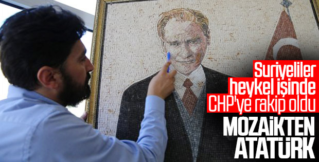 Suriyeli sanatçı yaptı: Mozaikle Atatürk portresi