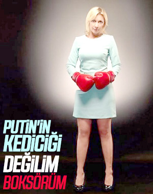 Rusya sözcüsü Zaharova boks eldivenleriyle poz verdi