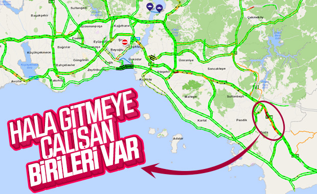 İstanbul çıkışında trafik yoğunluğu