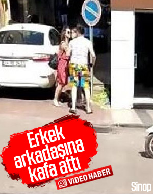 Sinop'ta erkek arkadaşını döven kız