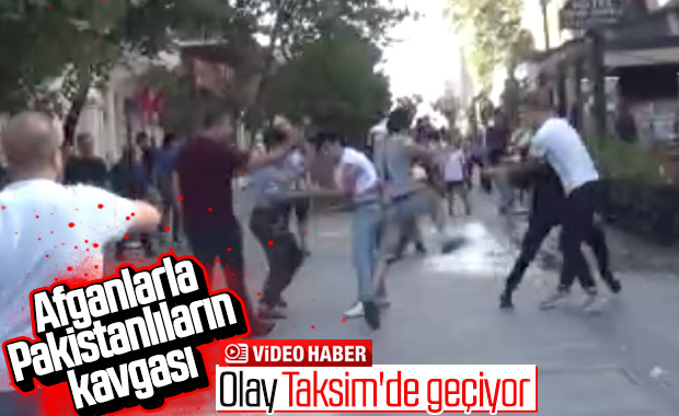 Taksim'de mülteci kavgası