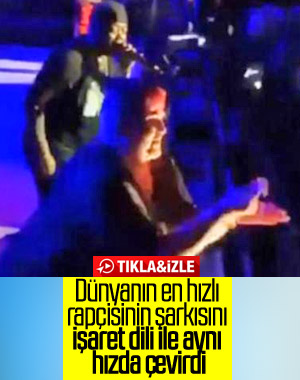 Rap şarkısını işaret diline aynı hızda tercüme etti