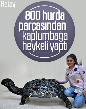 Hatay'da 800 hurda parçasından heykel yaptı