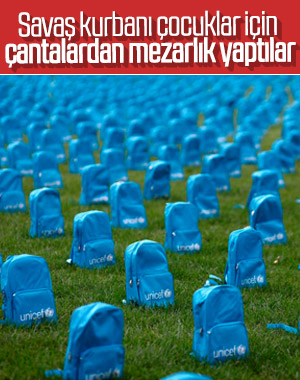 UNICEF, savaşta ölen çocuklar için çanta-mezarlık yaptı