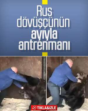 Rus dövüşçü ayıyla antremanını sosyal medyada paylaştı