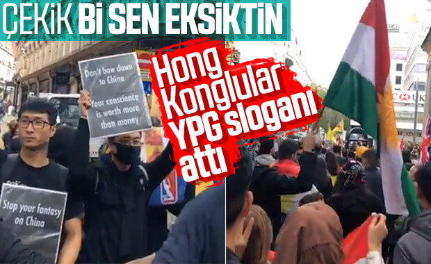Hong Kong eylemcilerinden YPG'ye destek