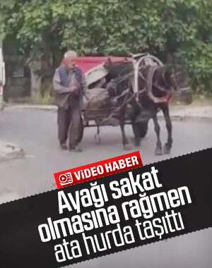 Ayağı sakat atla hurda toplayan vicdansız