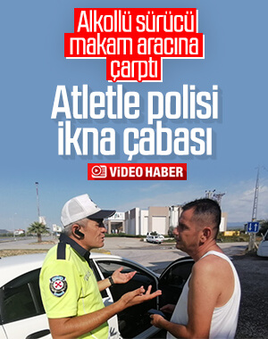 Alkollü sürücü makam aracına çarptı