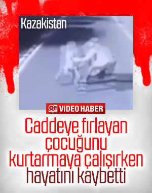 Kazakistan'da çocuğunun peşinden koşarken otobüs ezdi